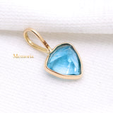 14k Yellow Gold Natural Blue Topaz Gemstone Pendant