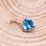 14k Yellow Gold Natural Blue Topaz Gemstone Pendant