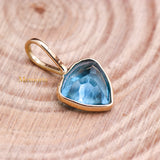 14k Yellow Gold Natural Blue Topaz Gemstone Pendant