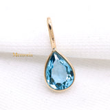 Natural Blue Topaz Gemstone 14k Yellow Gold Pendant