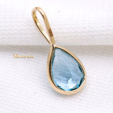 Natural Blue Topaz Gemstone 14k Yellow Gold Pendant