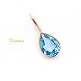 Natural Blue Topaz Gemstone 14k Yellow Gold Pendant