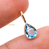 Natural Blue Topaz Gemstone 14k Yellow Gold Pendant