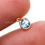 Natural Blue Topaz Gemstone 14k Yellow Gold Pendant