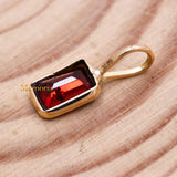 14k Yellow Gold Natural Garnet Gemstone Pendant