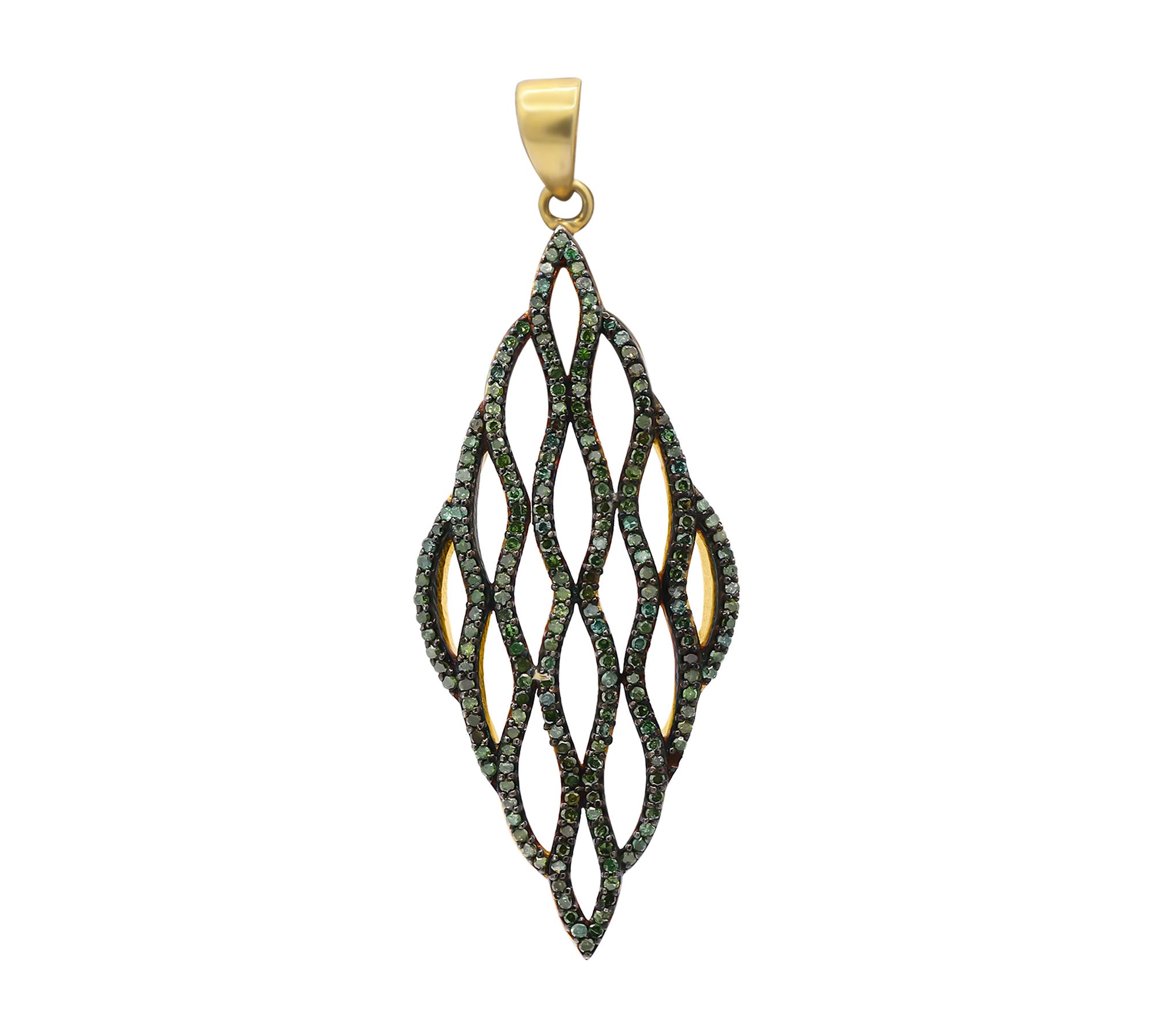 Designer Green Diamond Earring Pendant Silver Gold Plated Set