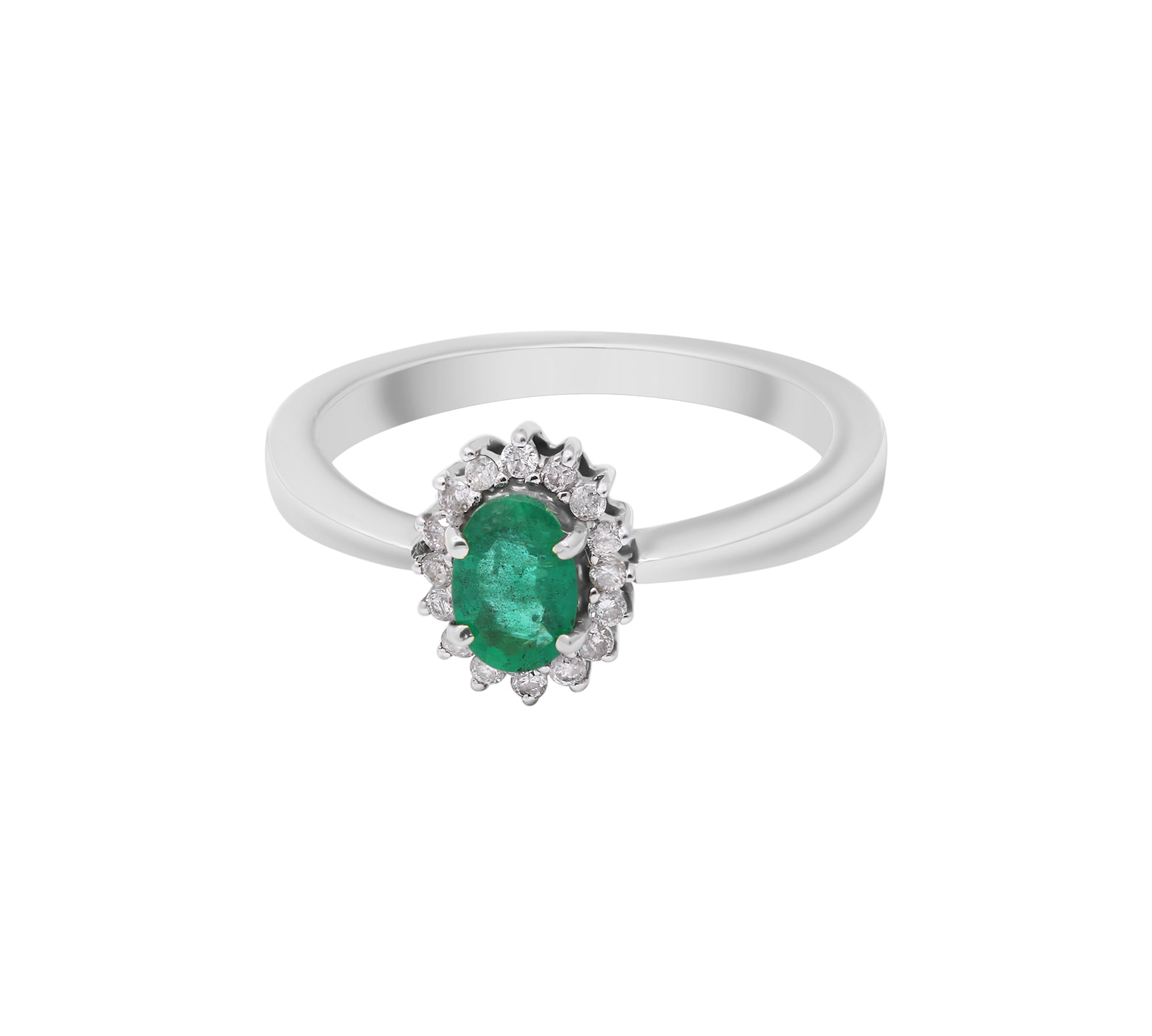 Natural Oval Cut Emerald Gemstone & Diamond 14k Yellow Gold Birthstone Ring For Womens