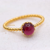 Natural Garnet 925 Sterling Silver Beaded Ring