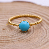 Natural Turquoise 925 Sterling Silver Beaded Ring