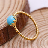 Natural Turquoise 925 Sterling Silver Beaded Ring