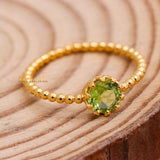 Natural Peridot 925 Sterling Silver Beaded Ring