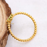 Natural Peridot 925 Sterling Silver Beaded Ring