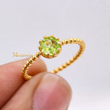 Natural Peridot 925 Sterling Silver Beaded Ring