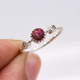 Natural Tourmaline With Diamond 925 Sterling Silver Beaded Ring