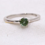 Natural Green Tourmaline 925 Sterling Silver Plain Ring