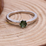 Natural Green Tourmaline 925 Sterling Silver Plain Ring