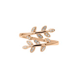 Leaf design Cubic Zircon 925 Silver Gold Plated Adjustable Ring