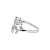 Leaf design Cubic Zircon 925 Silver Gold Plated Adjustable Ring