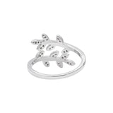 Leaf design Cubic Zircon 925 Silver Gold Plated Adjustable Ring