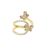 Butterfly Cubic Zircon 925 Silver Gold Plated Adjustable Women Ring