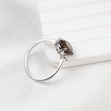 Natural Smoky Quartz & CZ Ring 925 Sterling Silver Gemstone Ring Handmade Jewelry