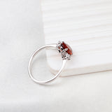 Natural Orange Sapphire & CZ Ring 925 Sterling Silver Gemstone Ring Handmade Jewelry