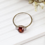 Natural Orange Sapphire & CZ Ring 925 Sterling Silver Gemstone Ring Handmade Jewelry