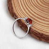 Natural Orange Sapphire & CZ Ring 925 Sterling Silver Gemstone Ring Handmade Jewelry
