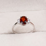 Natural Orange Sapphire & CZ Ring 925 Sterling Silver Gemstone Ring Handmade Jewelry
