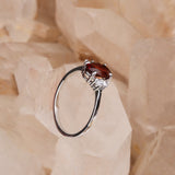Natural Orange Sapphire & CZ Ring 925 Sterling Silver Gemstone Ring Handmade Jewelry