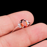 Natural Orange Sapphire & CZ Ring 925 Sterling Silver Gemstone Ring Handmade Jewelry