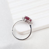 Natural Ruby & CZ Ring 925 Sterling Silver Gemstone Ring Handmade Jewelry