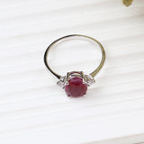 Natural Ruby & CZ Ring 925 Sterling Silver Gemstone Ring Handmade Jewelry