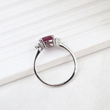 Natural Ruby & CZ Ring 925 Sterling Silver Gemstone Ring Handmade Jewelry