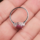 Natural Ruby & CZ Ring 925 Sterling Silver Gemstone Ring Handmade Jewelry
