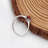 Natural Ruby & CZ Ring 925 Sterling Silver Gemstone Ring Handmade Jewelry