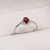 Natural Ruby & CZ Ring 925 Sterling Silver Gemstone Ring Handmade Jewelry