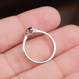 Natural Garnet & CZ Ring 925 Sterling Silver Gemstone Ring Handmade Jewelry