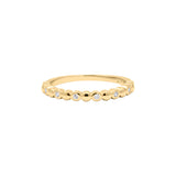 Beaded Cubic Zircon 925 Silver Gold Plated Plain Ring