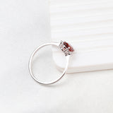 Natural Garnet & CZ Ring 925 Sterling Silver Gemstone Ring Handmade Jewelry