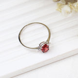 Natural Garnet & CZ Ring 925 Sterling Silver Gemstone Ring Handmade Jewelry