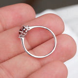 Natural Garnet & CZ Ring 925 Sterling Silver Gemstone Ring Handmade Jewelry