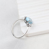 Natural Blue Topaz & CZ Ring 925 Sterling Silver Gemstone Ring Handmade Jewelry