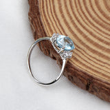 Natural Blue Topaz & CZ Ring 925 Sterling Silver Gemstone Ring Handmade Jewelry