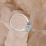Natural Blue Topaz & CZ Ring 925 Sterling Silver Gemstone Ring Handmade Jewelry
