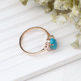 Natural Turquoise & CZ Ring 925 Sterling Silver Gemstone Ring Handmade Jewelry