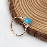 Natural Turquoise & CZ Ring 925 Sterling Silver Gemstone Ring Handmade Jewelry