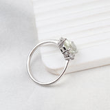 Natural Green Amethyst & CZ Ring 925 Sterling Silver Gemstone Ring Handmade Jewelry
