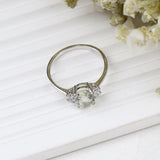 Natural Green Amethyst & CZ Ring 925 Sterling Silver Gemstone Ring Handmade Jewelry
