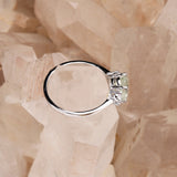 Natural Green Amethyst & CZ Ring 925 Sterling Silver Gemstone Ring Handmade Jewelry